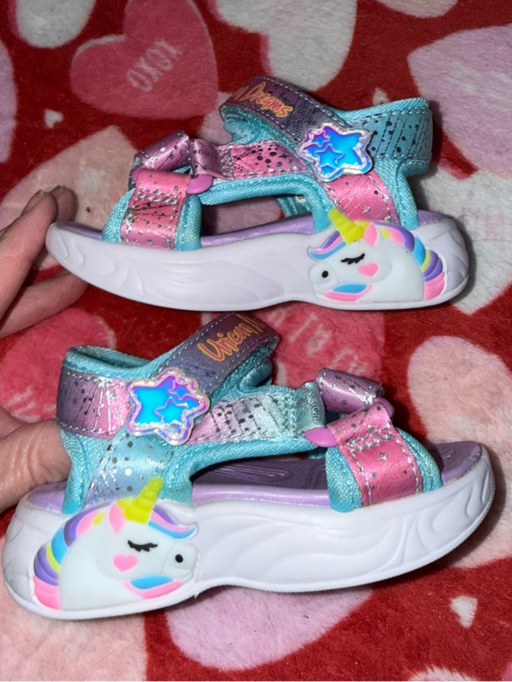 Skechers Kids Unicorn Sandals in Pink, Teal & Purple